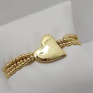 14K Gold Laminated Beads Adjustable Bracelet - Elegant Classic Design for Versatile Wear, Luxurious Feel, Durable & Premium Look, Suitable for Various Occasions