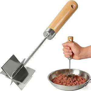 Stainless Steel Meat Chopper Meat Masher, 6 Curved Blades 10.5 Inch Ground Beef Chopper Tool, Hamburger Smasher, Potato Masher Durable Kitchen Tool