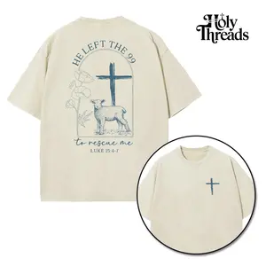 [Holy Threads] He Left The 99 to Rescue Luke 15:4-7 Unisex Washed T-shirt Vintage Tee Jesus Shirt Jesus Tee Christian Merch Christian Apparel God Apparel Faith Clothing Christian Bible Shirt