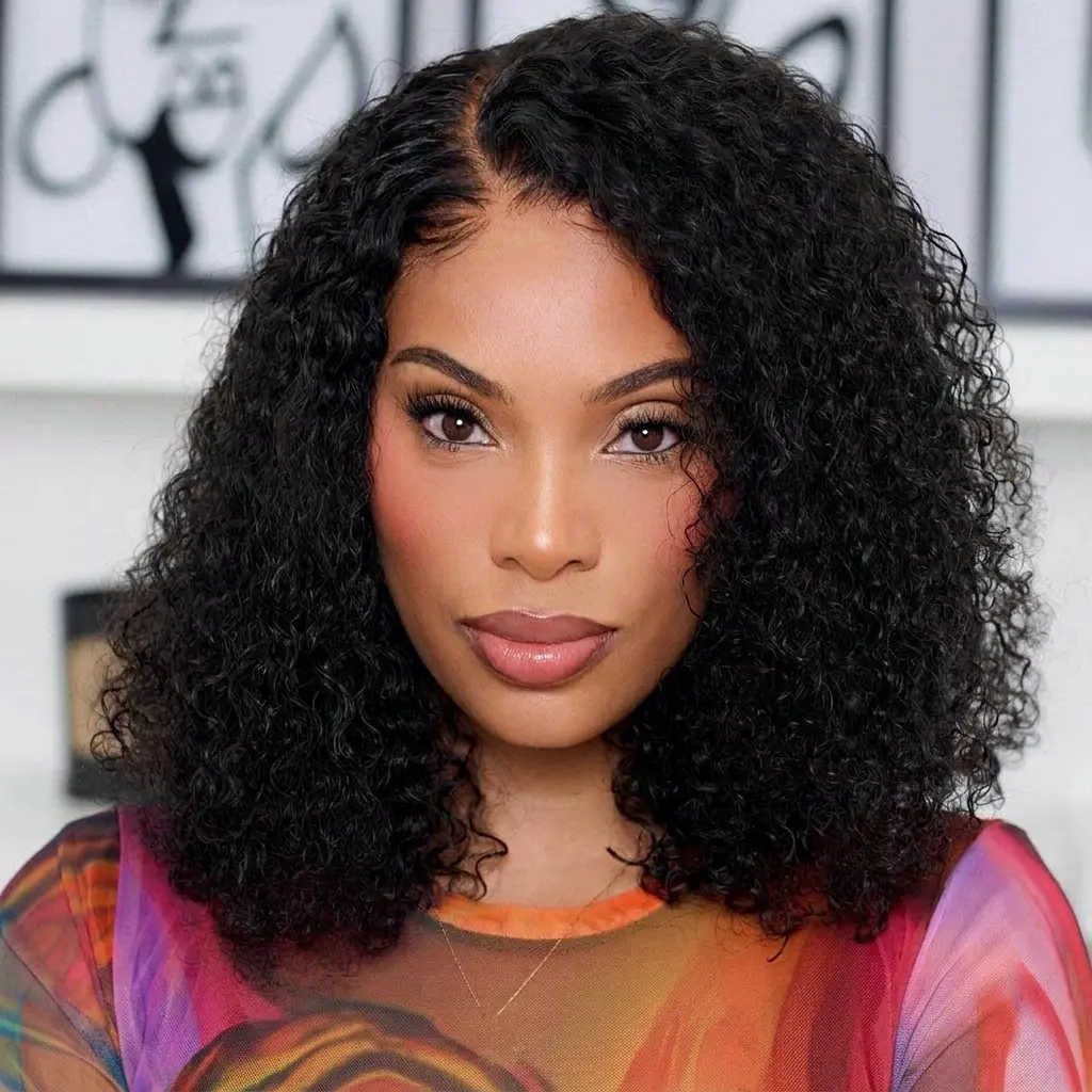 OQ HAIR Kinky Curly Short Bob Wigs 13x4 Lace Front Human Hair Wigs Natural Hairline Bouncy Look