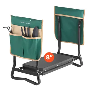 Garden Kneeler And Seat With 8-Inch EVA Pad, Folding Garden Stool, Heavy-Duty Bench For Gardening, Ergonomic Kneeler With Padded Cushion, Dual-Purpose Garden Tool Stool With Side Tray, Sturdy Support
