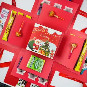 4 Layer Christmas Santa Explosion Box with Money Slot & Snack Compartments, Valentine's Birthday Surprise Gift Box, The Love Box for Holidays