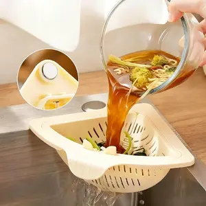 2 Counts Triangular Draining Basket Random Color Kitchen Filter Net Storage Rack Strainer for Vegetable Fruit and Rice Residue (Yellow)