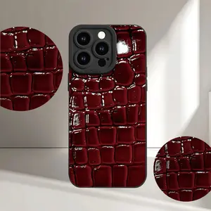 Creative Red Crocodile Skin Pattern UV Printing Matte Phone Angel Eyes Soft Phone Case Cover 360 Degree Full Protection for iPhone 16 11 12 13 14 15 Pro Max XR X/XS 7 8 Plus SE Mini for Smartphone