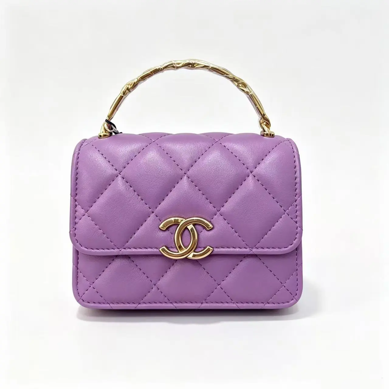 Pre-owned CHANEL ITALY Mini Bags Quilted Lambskin Mini Top Handle Flap bag