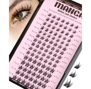 calphdiar Manga Bottom Lashes Extensions Wispy Bottom Lash Clusters 5-7mm Bottom Eyelashes Clusters Clear Band Individual Lashes Natural Look Lash Clusters Bottom DIY Anime Lower Eyelash Extensions