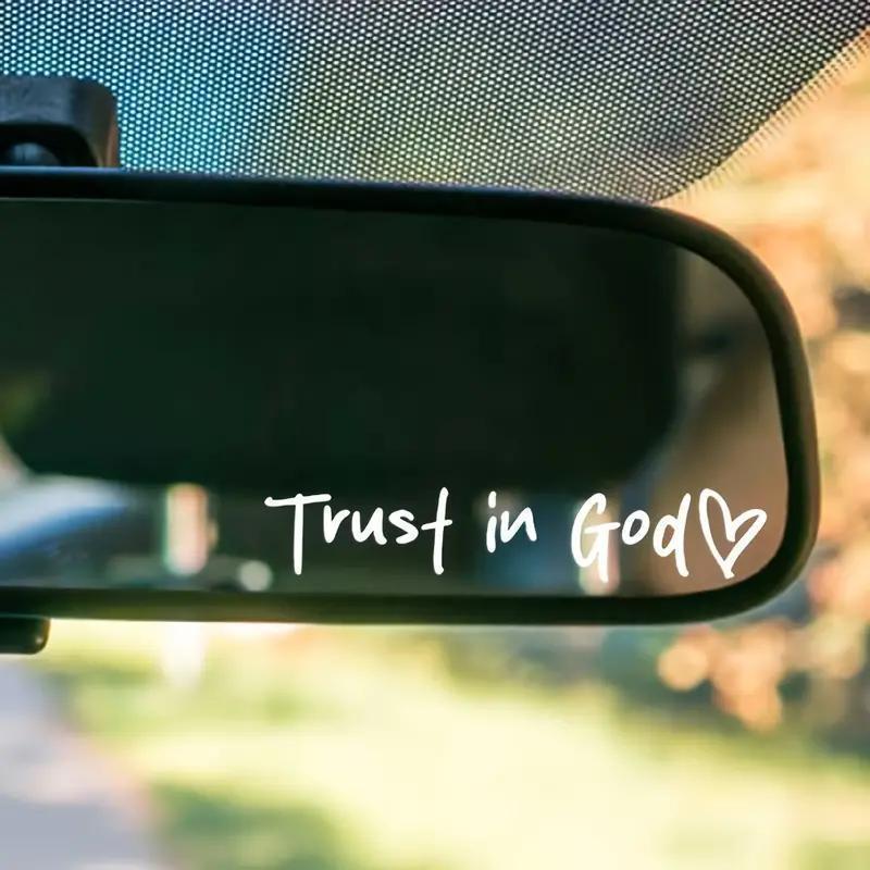2PCS-Letter & Heart Pattern Car Rearview Mirror Sticker, 2 Counts Self-adhesive Car Mirror Decal, Car Exterior Decoration Accessories, Windshield Sticker, Car Decals, Vehicle Exterior Decoration, Religious Car Accessory