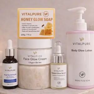 VITALPURE Set Beauty for Face Body and Hair Cream Soap Serum Oil with Honey Extract Collagen Aloe Vera
