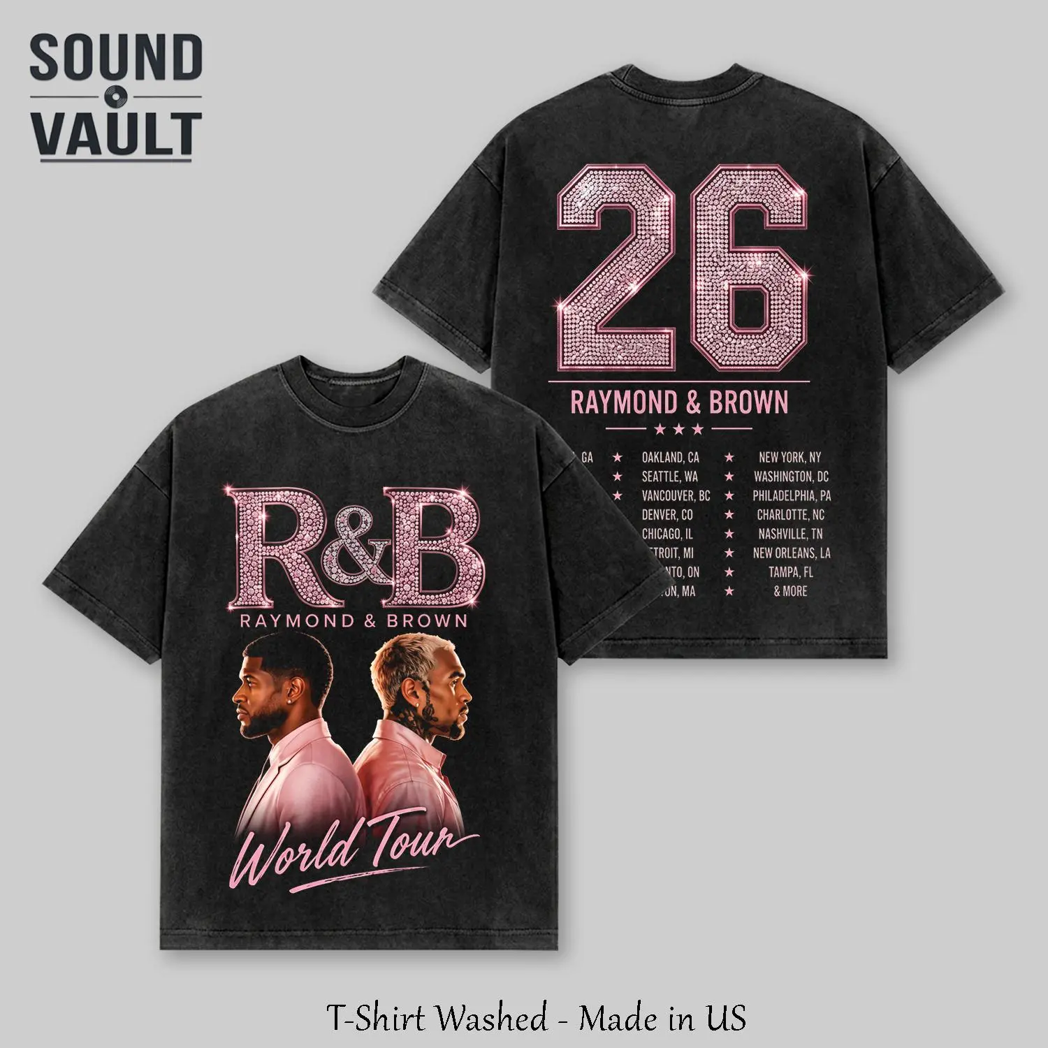 Raymond and Brown Concert Merch, Two Sided R&B Tour 2026 Shirt, Team Breezy Apparel, Oversized Heavyweight T-Shirt, Vintage 90s Rap Tee, Diamond Bling Graphic Tee, Hip Hop Music Shirt, Trendy Y2K Graphic Tee, Aesthetic Streetwear, Merch Gift for Men Women