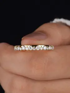 1 Pc Gorgeous Elegant Half Circle Round Zircon Ring for Women Exquisite Trendy All-Match Engagement Wedding Ring Simplicity Ladies Fashion Jewelry for Party Daily Clothing Decor Accessories as Anniversary Birthday Valentine's Day Gift for Girlfriend