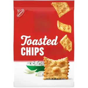 RITZ Toasted Chips Sour Cream and Onion Crackers 8.1 oz Party Snacks Crunchy Alternative to Fried Chips 40% Less Fat Than Fried Potato Chips