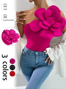 Women's Plain Flower Decorated Tank Top, Casual Fashion Sleeveless Top for Holiday Vacation Daily Wear, Ladies Clothes for Summer