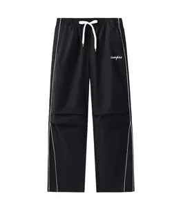 Campfire Men's Y2K Baggy Sweatpants Campus Pants Wide Leg Vintage Track Pants Casual Streetwear with Drawstring Waist Menswear Stylish Black Sneakers