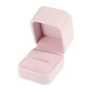 Unique Bargains Luxury Ring Box, Jewelry Display Box for Engagement Disposal Decorative Box, Suede, Pink