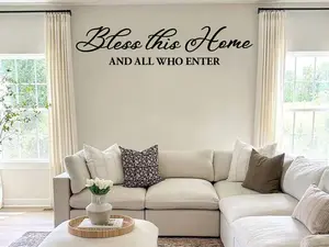 Bless This Home and All Who Enter Wall Decal – Beautiful Family Wall Art Sticker – Premium Quality and Damage-Free Removal