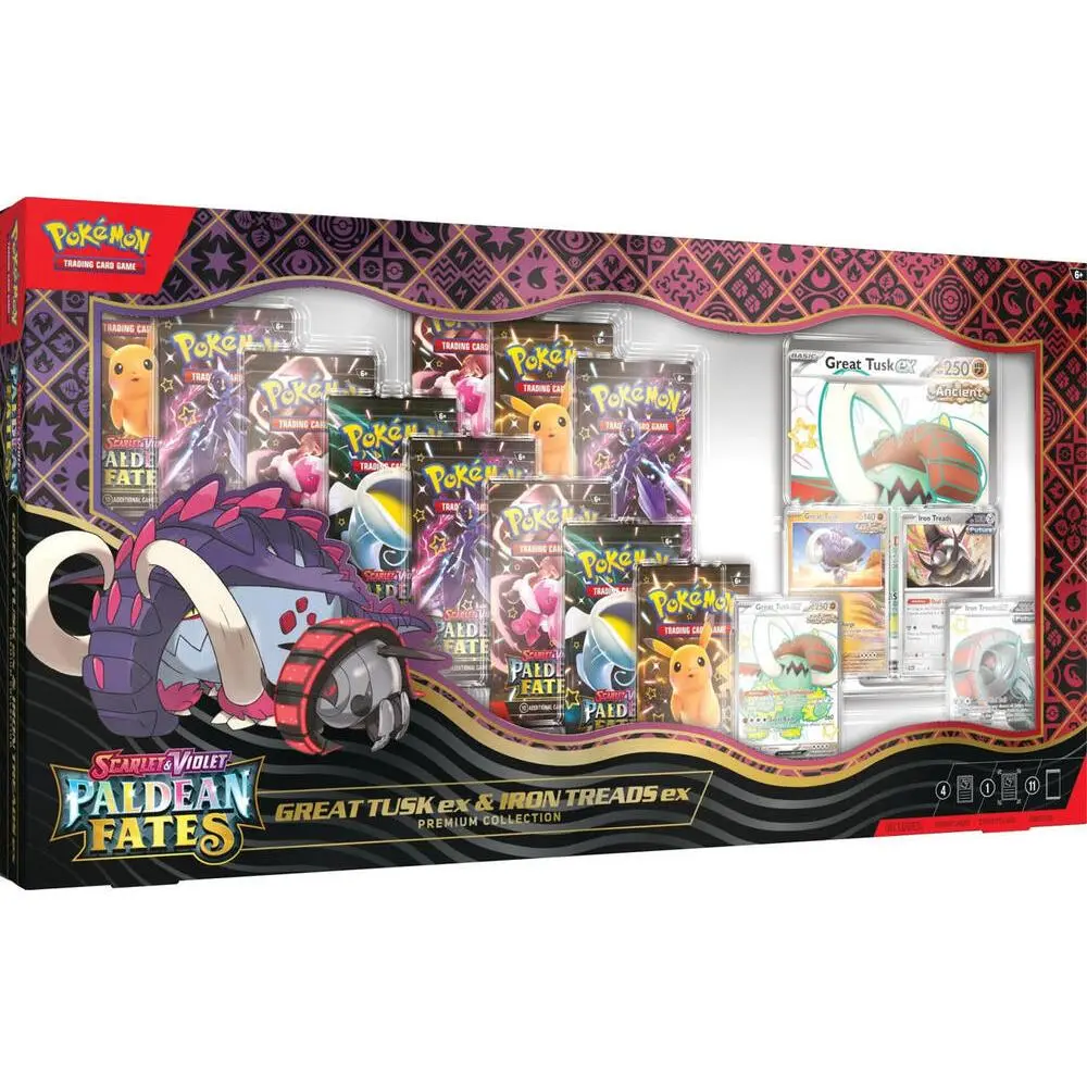 Paldean Fates Great Tusk ex & Iron Treads ex Premium Collection - SV: Paldean Fates