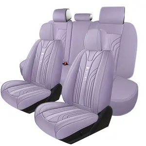 OTOEZ Purple Nappa Leather Car Seat Covers Waterproof Pet Friendly Soft Comfortable Durable Automotive Interior Girly Car Accessories Car Seat Protector