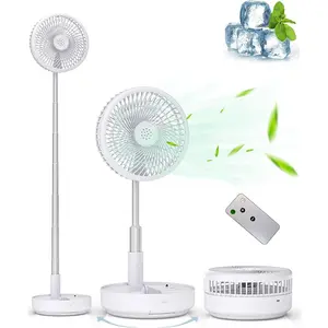 Portable Oscillating Standing Fan,Rechargeable  Operated USB Floor Table Desk Fan with Remote, Bedroom Camping Travel Fans White 7.7"
