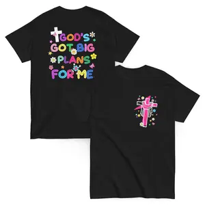 God’s Got Big Plans T-Shirt Faith meets fun in this vibrant Christian tee! Perfect for kids who love bold colors & a powerful message.