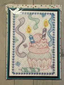 Happy Birthday Cupcake Embroidered Greeting Card
