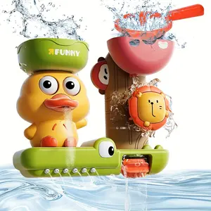 Cute Duck Design Bath Toy, Water Spray Bath Toy, Spinning Top Toy, Suction Cup Shower Toy, Bathing Toy for Babies & Toddlers