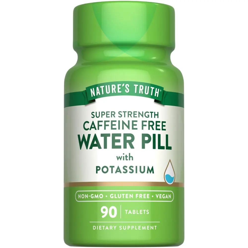 Nature's Truth Water Pill with Potassium - Caffeine Free - 90 Count - Vegan, Non-GMO & Gluten Free