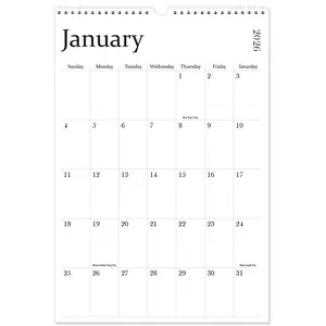2026-2027 Calendar -  Wall Calendar 2026-2027 from April 2026 to June 2027, 15'' x 22'' 15-Month Vertical Calendar 26-27 with Holiday Marked,  Paper for Organizing, Black