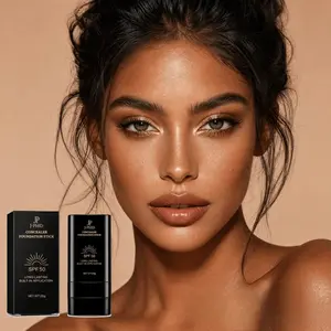 2-in-1 Concealer Foundation Stick with SPF 50 Sun Protection, Daily Cosmetic with Flawless Lightweight Buildable Formula, Matte Finish, Built-in Blend Brush, Long-Lasting for All Skin Tones, Faux Freckles Double-Layer Air Cushion BB Cream