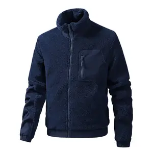 Men's Fleece Lined Warm Jacket - Sherpa fleece lining, zippered jacket with colorblock pockets, perfect for warmth and casual style during winter