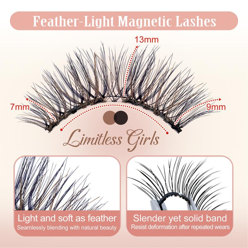 Valentine's & Galentine's Day Gift | Wffenhefragrance No-Glue Magnetic Eyelash Kit | 3D Soft Lightweight Natural Eyelashes with Applicator & Storage Box | Easy Apply Remove Reusable Eco-Friendly