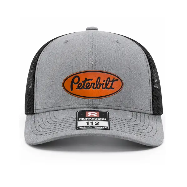 Peterbilt Truck Leather Patch Richardson 112 Hat, Semi Trucker Driver Logo Cap, Big Rig Heavy Duty Diesel Custom Snapback, Retro Outdoor Country Farm Highway Vehicle Statement Gift For Him, Vintage Simple Classic Sun Cap, Casual Daily Wear Headwear