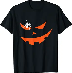 Jack O Lantern Pumpkin Creepy Smiling Face Halloween Costume T-Shirt - 69B07WLZYBF4
