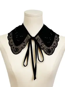 Elegant Embroidered Pearl Shawl Scarf, & Options, Versatile Faux Collar Design, Perfect for Any
