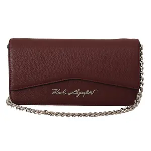 Karl Lagerfeld Wine Leather Evening Clutch Bag