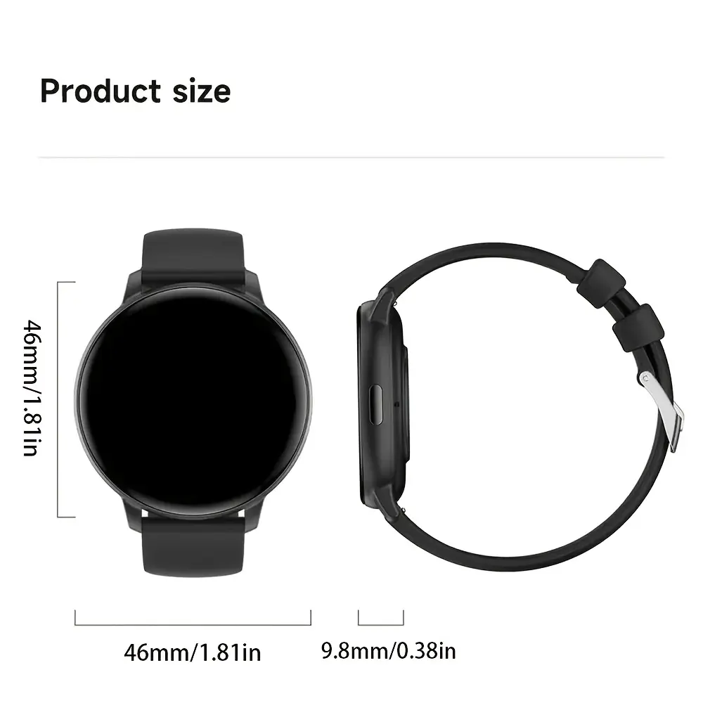 Unisex IP68 Waterproof Smart Watch with Silicone Strap - Modern Stylish Design, Valentine's Day Gift, Text Notifications, Multi-Sports Modes, Remote Camera Control, iOS & Android Compatible Golf GPS Wearable Device