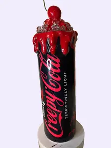 Creepy Cola Halloween Tumbler with 3D Drip Design & Lid Topper Reusable Washable Portable Drinkware Cup Mug for Spooky Nights Bottle Water Bottles