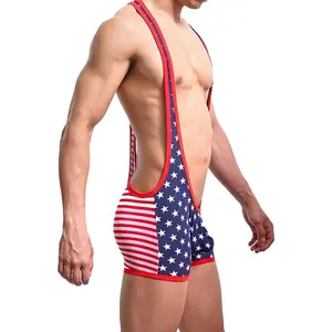 Men' exy port Jocktrap Jumpuit,UA Flag Bodyuit Wretling inglet