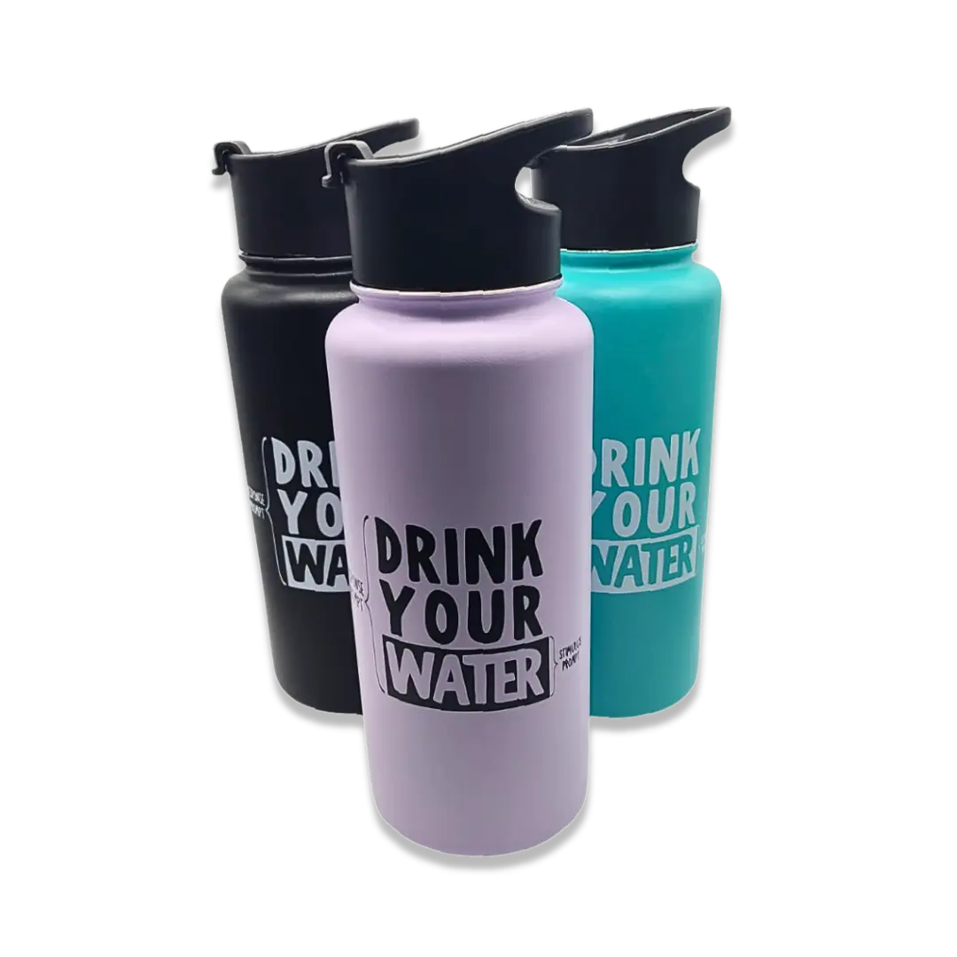 “Drink Your Water” Water Bottle #ResponsePrompt - BCBA Gift - Behavior Analyst - RBT - ABA Therapy - Stainless Steel