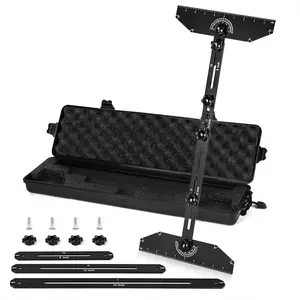 Stair Tread Template Tool-Framing Square Stair Tread Gauge Aluminum Alloy Measuring Tool Jig for Stairs,Risers,Partitions,Adjustable Sliding Installer with Black Storage Box(Black)