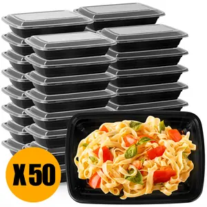 50 Pack Food Storage Containers with Lids,Meal Prep Containers,Compartment Take Out Disposable Plastic Bento Lunch Box To Go,A Gift for Fitness Enthusiasts