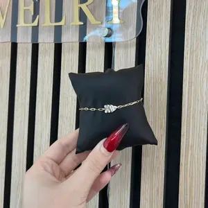 Pulsera con diseño de corazón y cuadrado brillante en plata 925