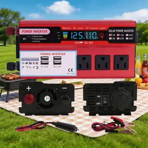 Upgrade 5000W Peak Car Power Inverter DC 12V to 110V AC Power Bank Converter with Smart Digital Display Multiple Outlets for RV Travel Household Outdoor Emergency Power