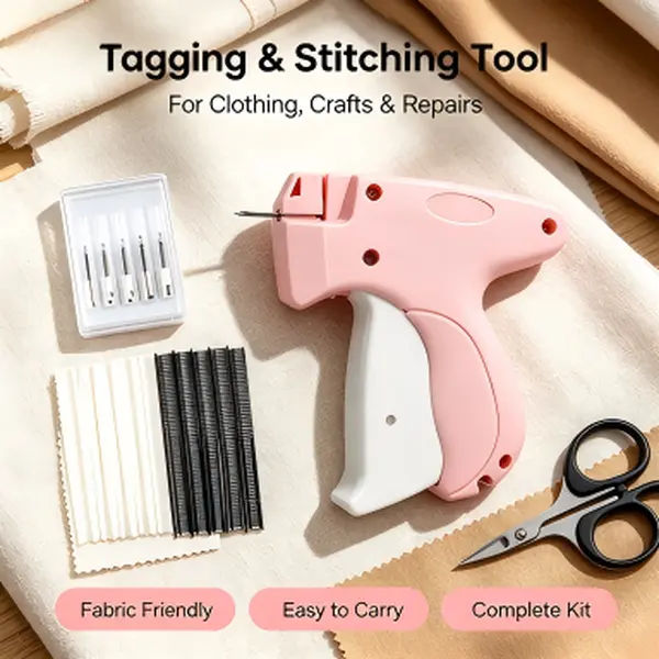 Tagging Gun for Clothing, Standard Price Tag Attacher Gun Kit with Extra Needles & Black White Fasteners, Portable Garment Label Applicator for Boutique Store, Warehouse, Clothing Tagging
