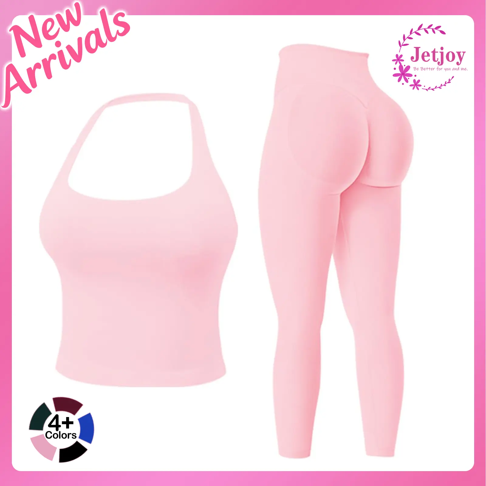 Jetjoy Workout Sets for Women 2 Piece, Padded Backless Sports Bras Halter Top Hidden Scrunch Leggings Sets Gym Yoga Work Out Clothes, Matching Mid Waist Leggings Sets athleisure Fitness & Casual Wear Yoga Outfits Gym Tracksuit summeroutfit SwimWeek