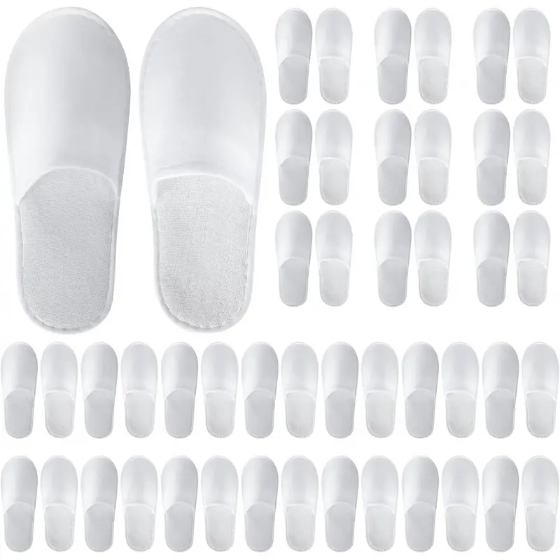 28 Pairs Disposable Slippers For Guests,Bulk Slippers For Hotel,Spa,Travel,Shoeless Home,Spa Slippers With Pouch,Non-Slip(White) house slippers for guests