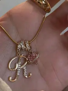 Dopamine 26 Initial Necklace, Diamond Heart Pendant, Adjustable Design, Casual Lockbone Chain, Perfect for Daily Wear, Gifts for Special Occasions