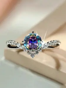 1 PC Fashion Cubic Zirconia Solitaire Engagement Ring For Women Wedding Party Valentine's Day Gift