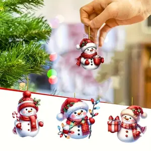 4pcs Snowman Christmas Tree Ornaments - Classic Style, No Power Needed, Ideal for Home & Car Decor