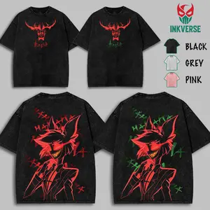 RED ALASTOR Hazbin Hotel Wash T-Shirt,Hoodie,Sweatshirt Hazbin Washed Shirt, Comic Shirt, TV Show Shirt graphic tees Menswear Top Cotton Fabric lover streetwear