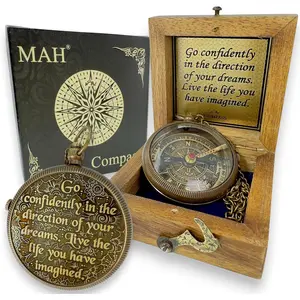 Embossed Brass Compass Go Confidently in The Direction of Your Dreams Motivational Gift for Graduation Confirmation Birthday for Him Her Students Boys Girls High School